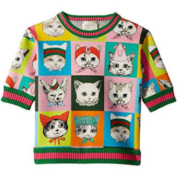 Gucci Other - Gucci Girls Neoprene Cat Sweater Sz 6T
